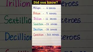 Millions Billion Trillion #english #learnandrock #education #zero #shorts