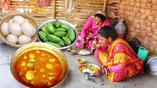 delicious egg curry recipe with parwal cooking&eating by santali tribe community women|rural village