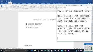 Insert the date, the document was last printed in MS Word