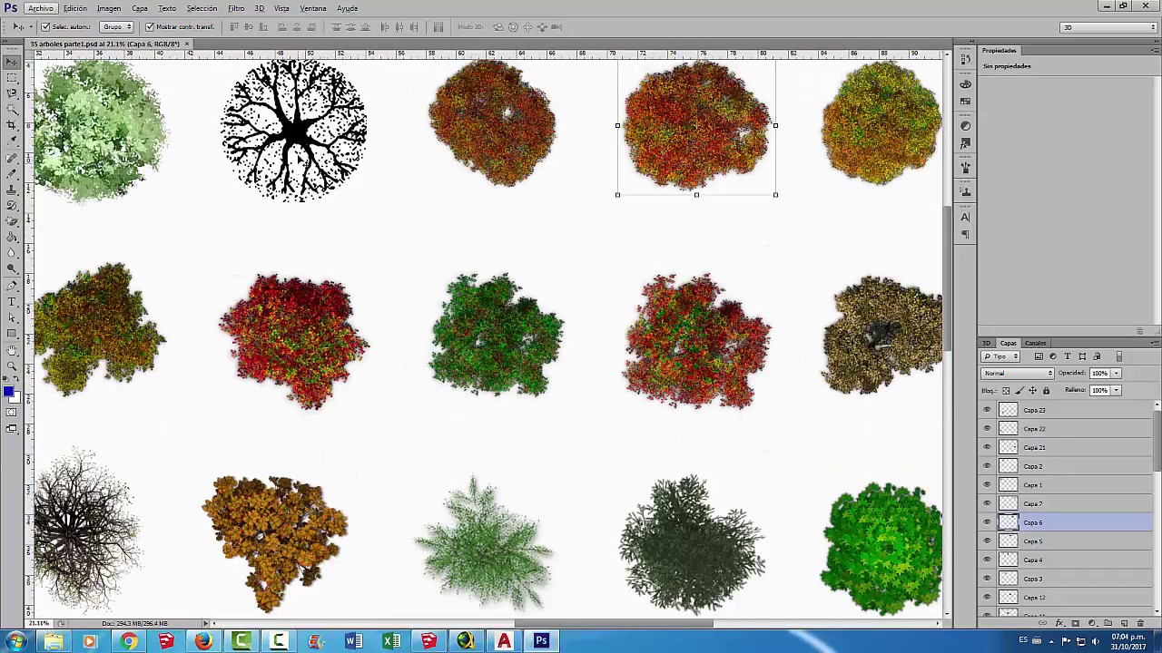 Pack arboles y bocetos de arboles en planta HD para dibujo