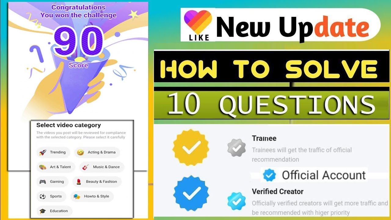 How To Get Verification Badge In Likee App | Solve Questions For Likee App & Select Video Category