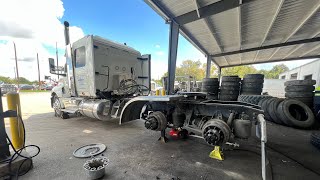 Changing semi truck drum brakes