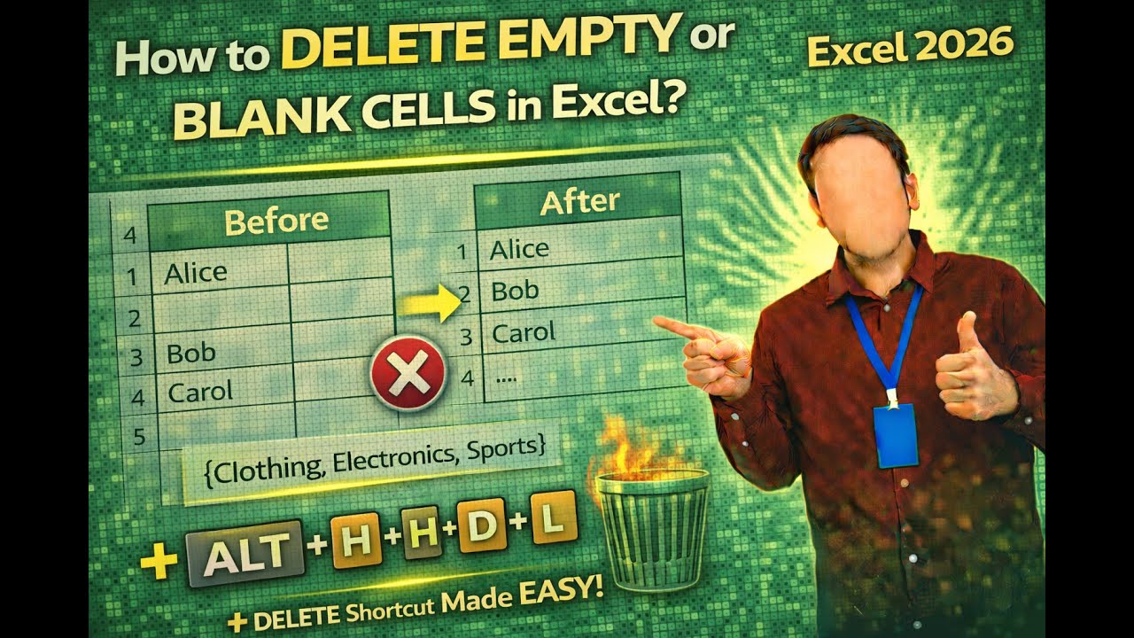 How to Delete Empty or Blank cells in excel 2026 - YouTube
