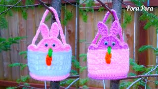 Crochet Bunny Basket I Crochet Easter Basket Tutorial I Crochet Easter Projects