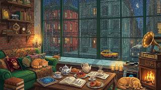 Cozy Autumn Rain Outside the Window in a 1950s Apartment with Oldies Playing in Another Room screenshot 5