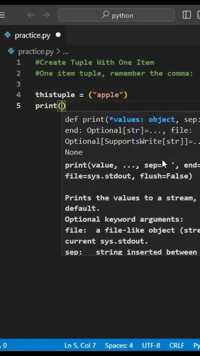 Create a Tuple With One Item #python #pythonprogramming #coding # ...