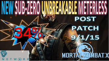 Mortal Kombat X - POST PATCH Sub-Zero Unbreakable 34% METERLESS COMBO