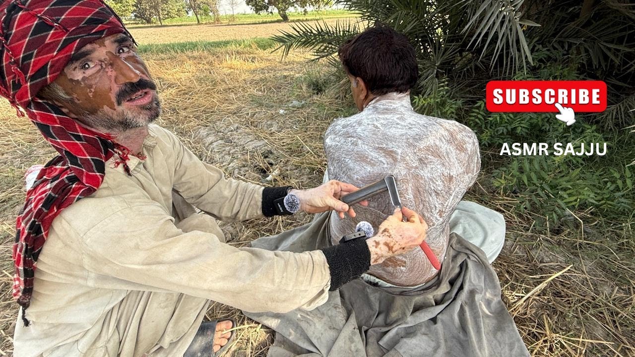 Crunchy Back Hair Shaving ASMR | Traditional Indian Barber in Village | ASMR SAJJU