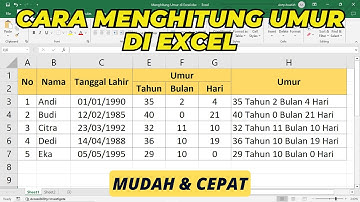 Cara Menghitung Umur di Excel Tahun Bulan Hari Berdasarkan Tanggal Lahir | Tutorial Excel