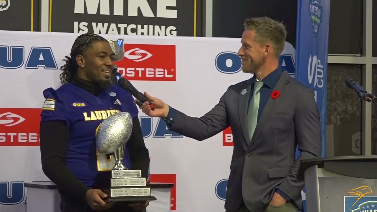Laurier Football | OUA Standup Defensive Player of Year award acceptance | Nov 6, 2025