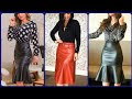 latest Leather pencil skirt outfit lookbook 2020/ leather skirt dresses/leather pencil skirts