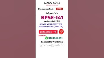 BPSE 141 Solved Assignment PDF 2024-25 in Hindi, BAPSH program BPSE-141 Solved assignments