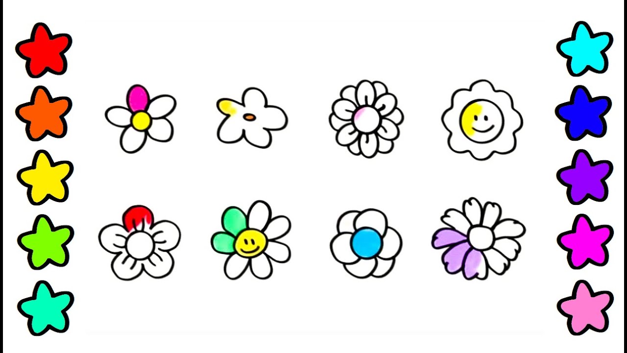 Coloring 8 Flowers 8가지 꽃 색칠공부 색칠하기 - Youtube
