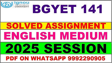 BGYET 141 solved assignment 2025 in English | BGYET 141 solved assignment 2025 | ignou BGYET141 2025