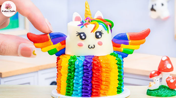🦄 Magical Rainbow Cake 🌈 Colorful Miniature Rainbow Unicorn Cake Decoration | Mini Cakes Recipe
