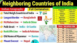 Neighbouring Countries Of India | Indian Geography | Geography Mcq | Geography Gk with Map |ssc upsc