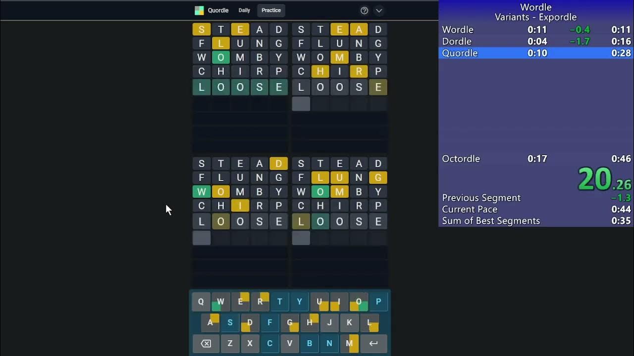 Wordle, Dordle, Quordle, and Octordle in 45.48 seconds  YouTube
