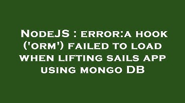 NodeJS : error:a hook (