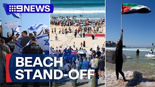 Hundreds of pro-Israel and pro-Palestine protestors come face-to-face at Bondi | 9 News Australia