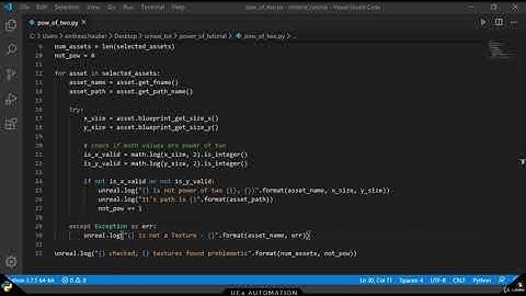 Unreal Engine Automation - Python Power of Two Asset Validator Script