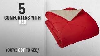Top 10 Comforters With Red [2018]: AmazonBasics Reversible Microfiber Comforter - Twin/Twin