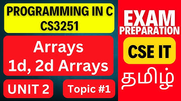 Arrays in C Explained | 1D & 2D Arrays | CS3251 Unit 2 | Programming in C Tamil | Anna University