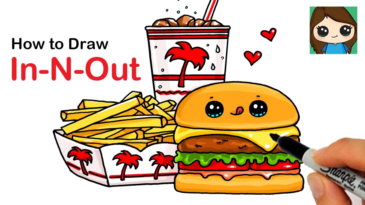 How To Draw A Burger Combo In N Out Youtube