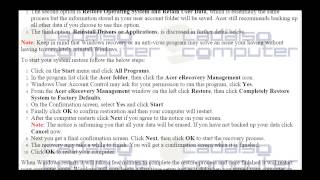 how do i restore my computer using acer e recovery management