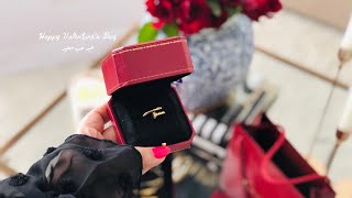 UNBOXING VALENTINES DAY GIFT | SNOWY DAY | made my favorite chocolate cake | عيد الحب ♥️