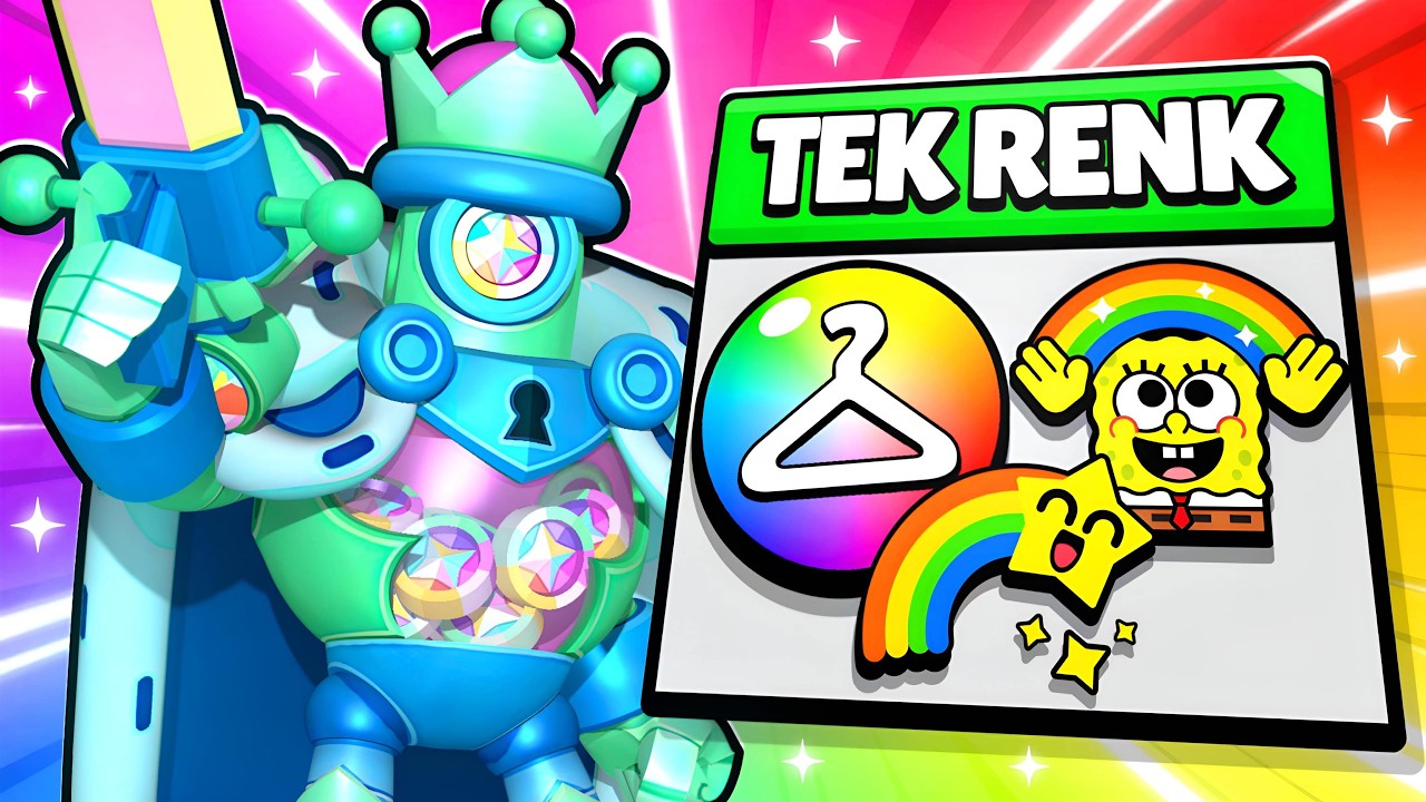 24 SAAT BOYUNCA HER ŞEY TEK RENK! 🤯 (Karakterler, Kostümler, Takım Arkadaşları!) | Brawl Stars