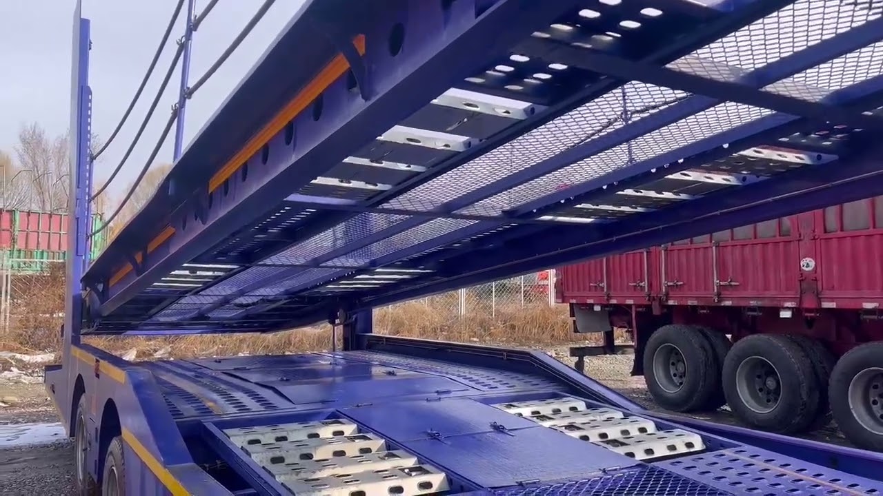 Automobile transport trailer with screw lifting system,European 8-passenger car transport trailer