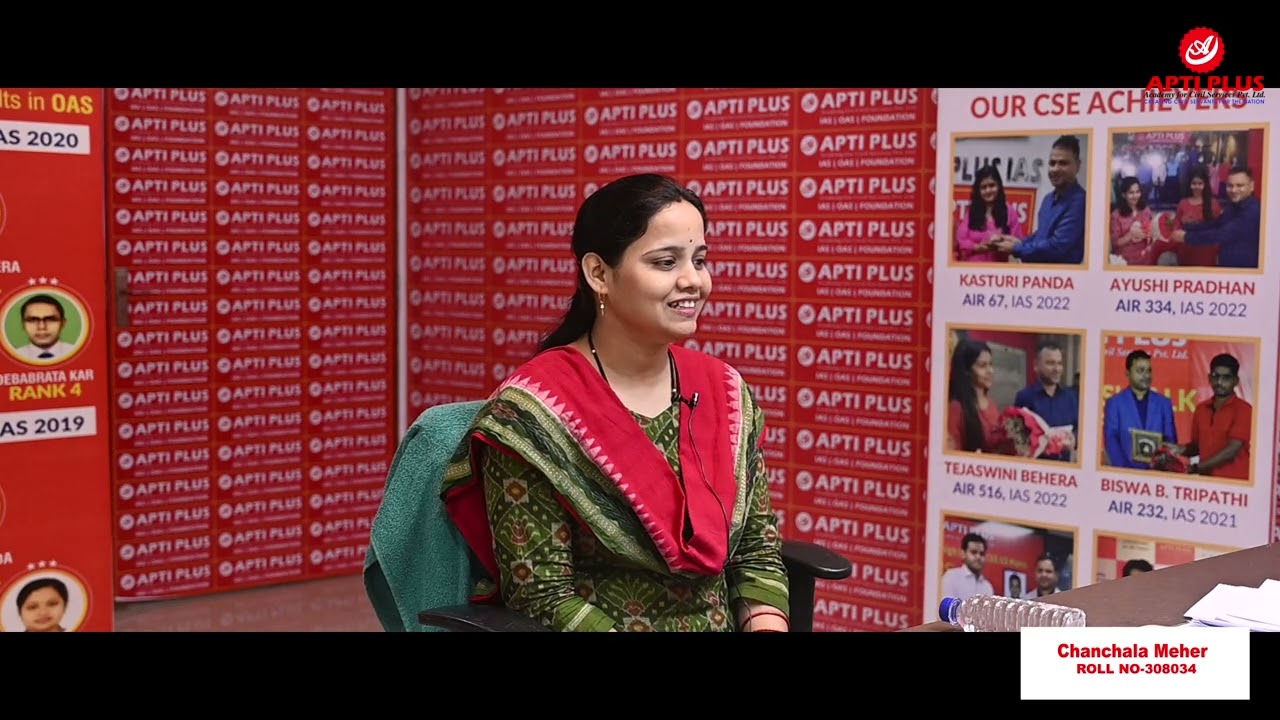 Chanchala Meher || RANK 208 || OAS 2023 || Mock Interview || APTI PLUS