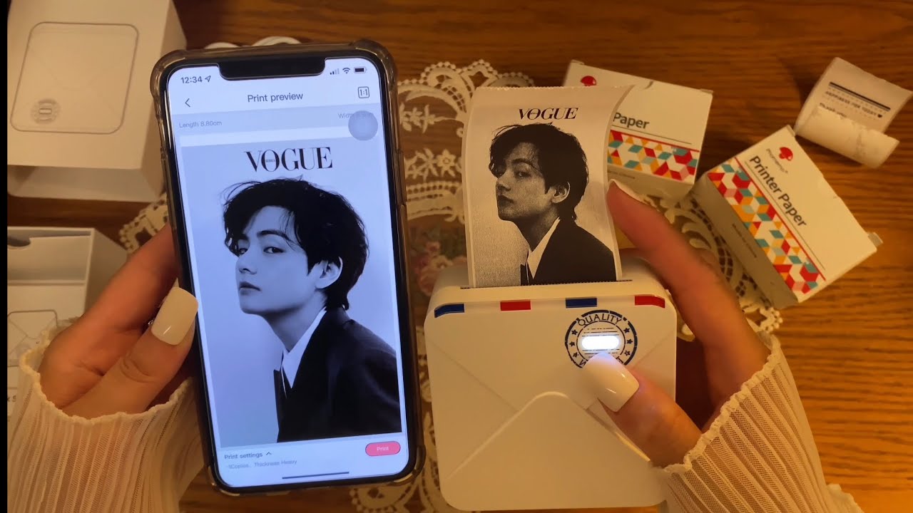 ASMR Unboxing my new thermal printer and Decorating my mini journal