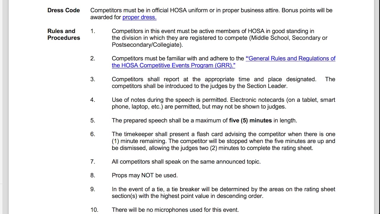 Alabama HOSA SLC Orientation Video for Prepared Speaking