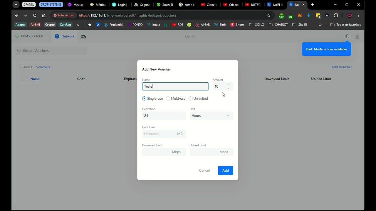 Gerenciamento de Voucher  Unifi - SouzaTI