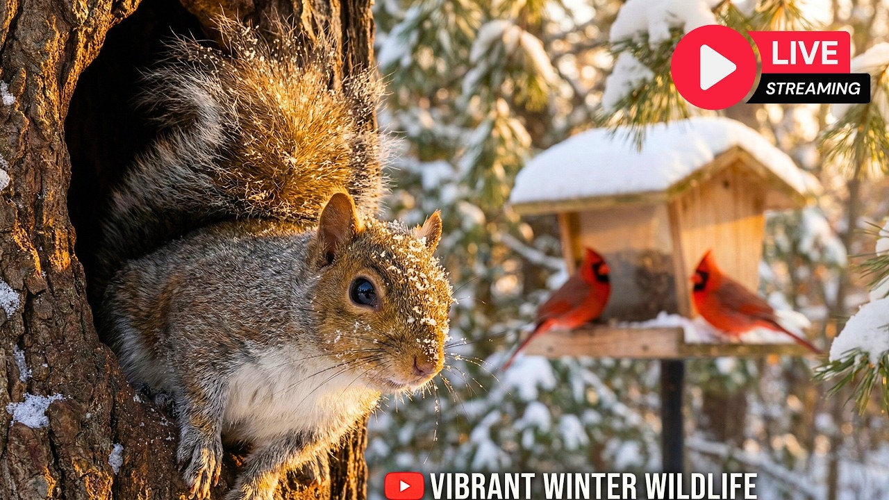 🔴 LIVE Winter Garden Cottage Bird Feeder Cam 🌨️ Bright Cardinals, Juncos & Snow Birds