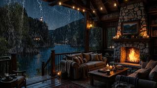 Goodbye Stress With Torrential Rainstorm And Huge Thunder On The Ocean Porch | No Interruption
