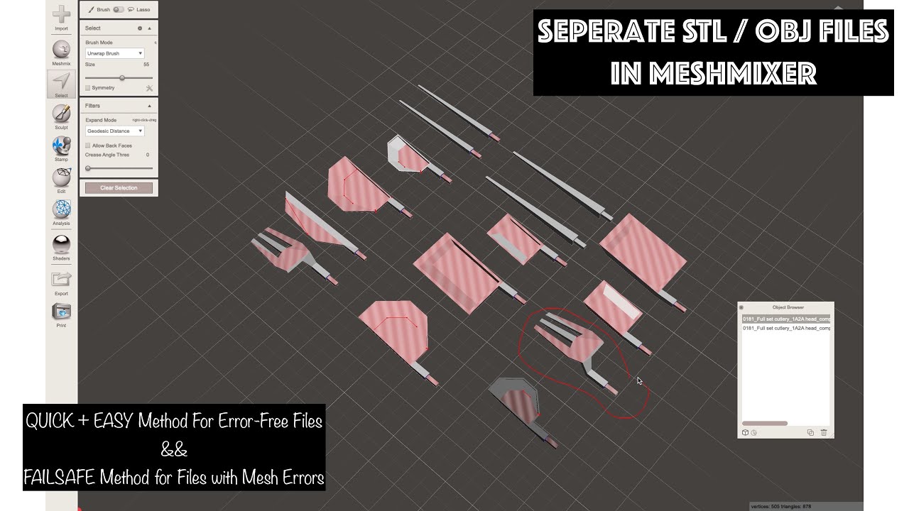 How to Seperate STL / OBJ Files in Meshmixer ready for 3D Printing or