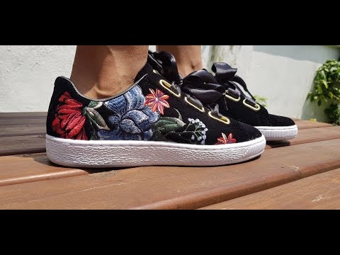 puma basket heart embroidery