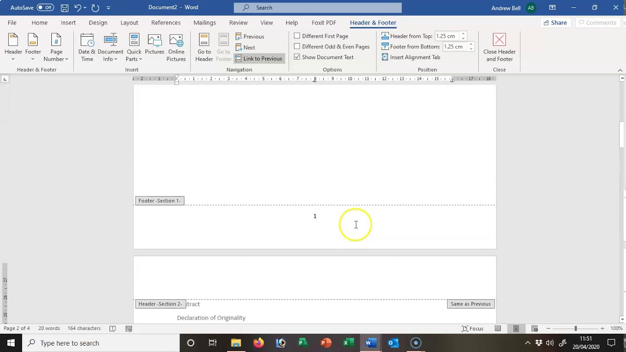 2 Page Numbering in WORD - YouTube