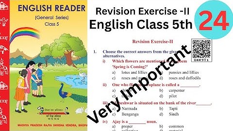 Revision Exercise II Class 5th  English Reader ||full Explanation | mp board questions and ans
