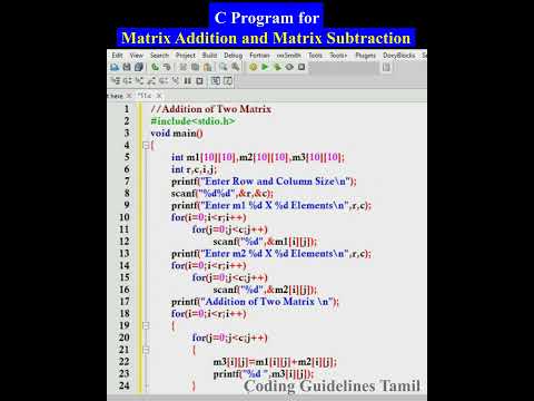 C Program for Matrix Addition and Matrix Subtraction | C Programming ...