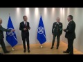 ISAF flag returns to NATO Headquarters from Kabul, 15 JAN 2015