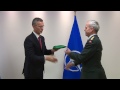 ISAF flag returns to NATO Headquarters from Kabul, 15 JAN 2015