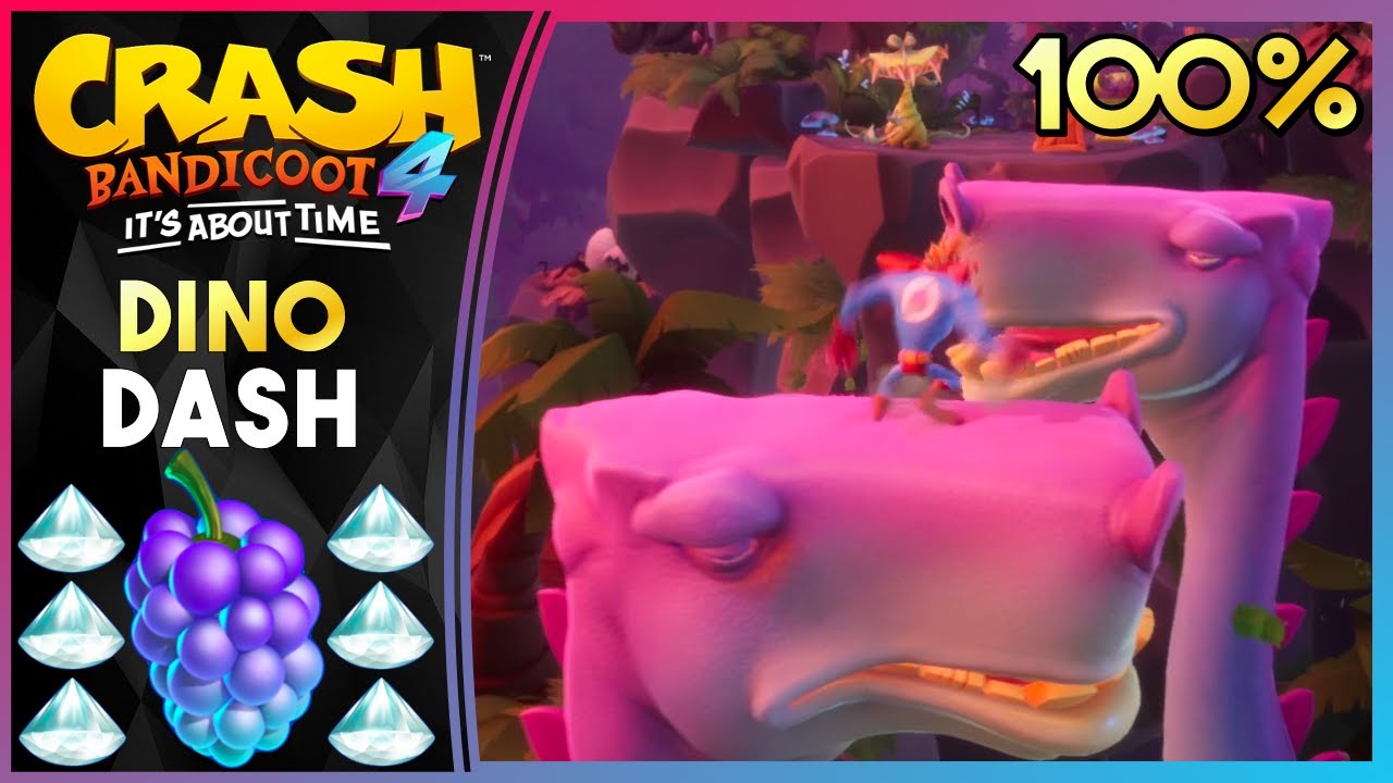 DINO DASH N.VERTED HIDDEN GEM! ALL GEMS! Crash Bandicoot 4 It's