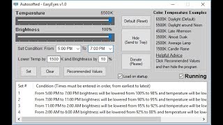 EasyEyes: A tool that will adjust your screen's brightness and color to protect your eyes screenshot 3