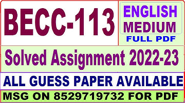 becc 113 solved assignment 2022-23 / becc 113 solved assignment in English / ba economics solved