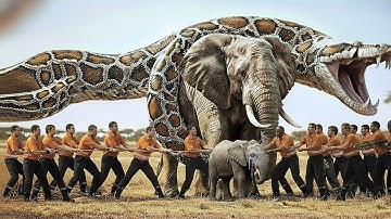 Heroic Rescue Team Battles To Save Innocent Mother Elephant From Giant Python Attack🐍