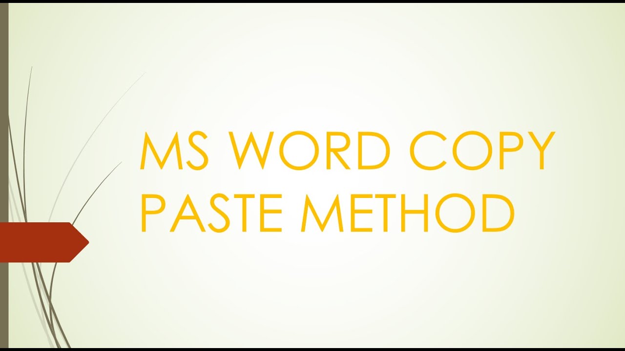 MS WORD IN COPY PASTE METHOD - YouTube