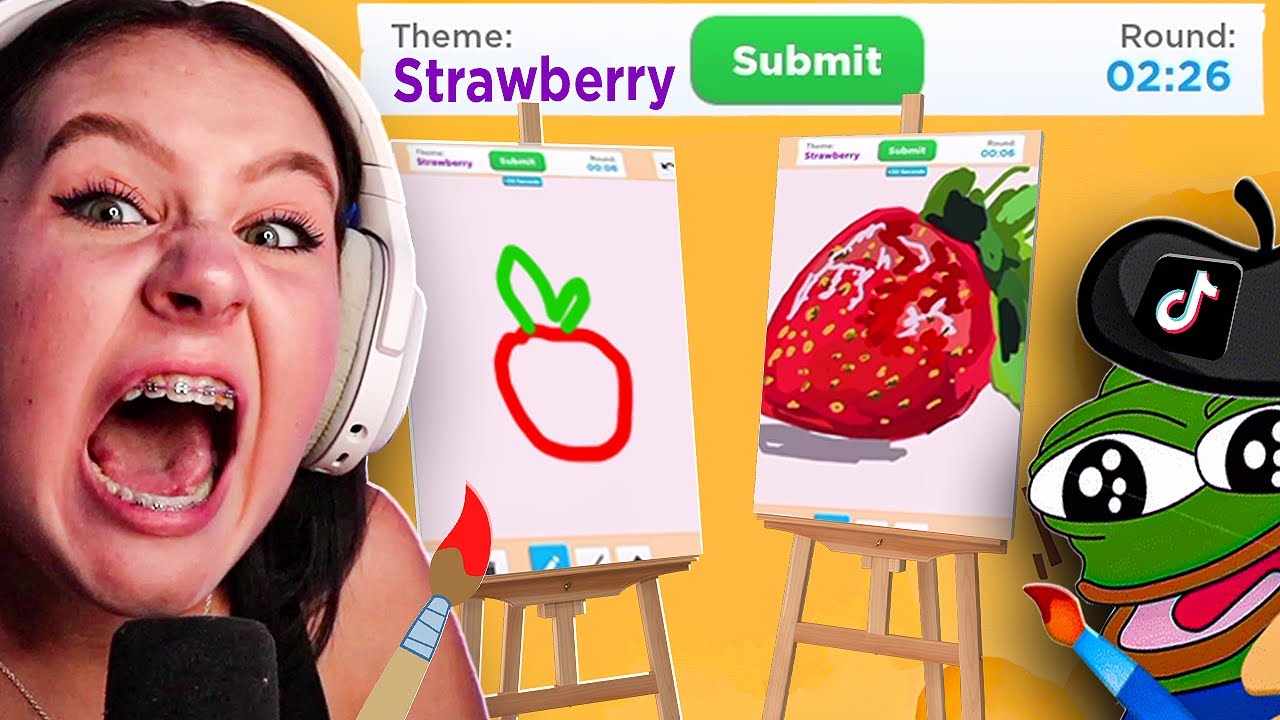 help my cousin was playing speed draw on roblox and this is what she drew….  FOR A STRAWBERRY